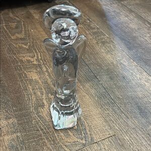 MCM Heavy GLASS‎ Praying ANGEL Halo Wings paperweight bottom 8 1/2" tall